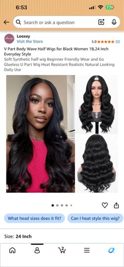 24” Synthetic V Part Half Wig