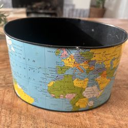 Vintage World Map Desk Organizer