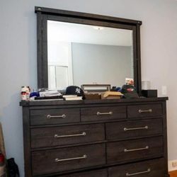 Old Brick Bedroom Queen Bedframe, Dresser, and Night stand
