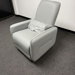 Light Gray Swivel Power Recliner With USB