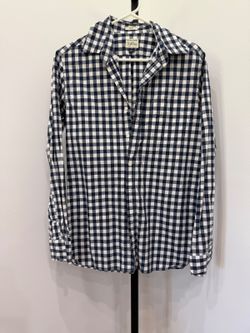 J.Crew Slim Fit Navy and White Checkered Cotton Shirt Size S