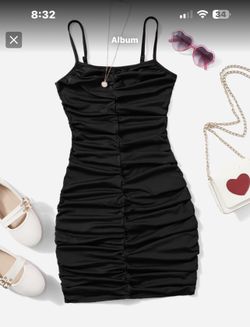 Black mini scrunch dress