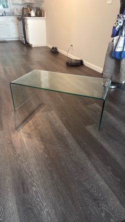 Clear Glass Waterfall Coffee Table