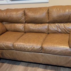 Tan leather couch