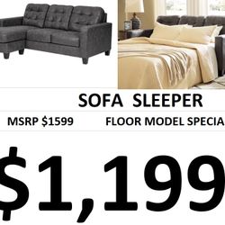Reversible Sofa Chaise Queen Sleeper With Memory Foam Mattress 
