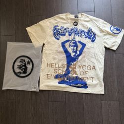 Hellstar Studios Yoga Tee Cream/Blue Size M New'