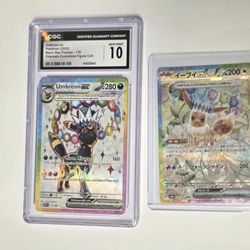 Umbreon ex ☆176 CGC MINT and Eevee ex 223/187 Ungraded-Never Played