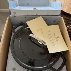 Martha Stewart 5qt Enameled Cast Iron Dutch Oven with Lid Obsidian: Oven-Safe,