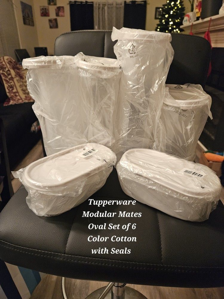 Tupperware Modular Mates Oval Set Of 6 With Cotton Seals 