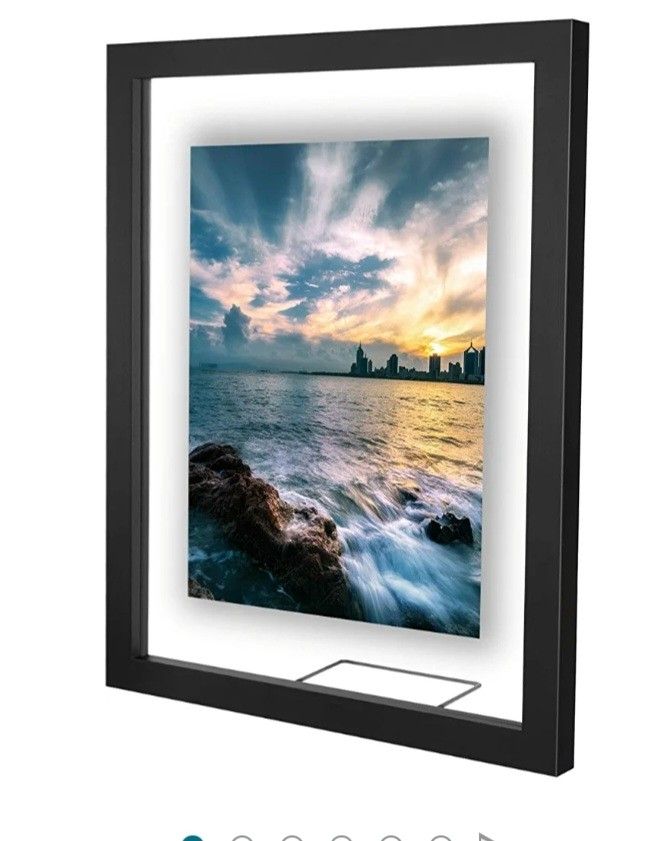 ONE WALL 18x24 Inch Floating Frame, Black Wood Double Glass Float Picture Frame Display 11x14/11x17/12x18/13x19/16x20 Photos Plant or Petal Specimens