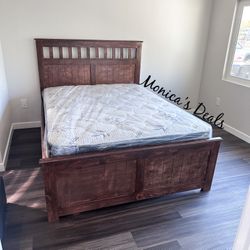 Queen Solid Wood Bed With Mattress $540