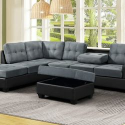 Brand new Grey Sectional And Ottoman 