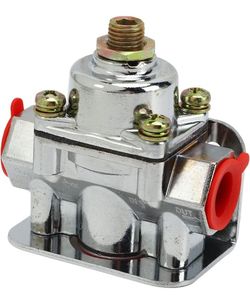 FOUF Bypass Billet Fuel Pressure Regulator with 3/8'' NPT Inlet and Outlet, Compatible with Gasoline, Adjustable Carburetor Fuel Pressure Regulator 4‑