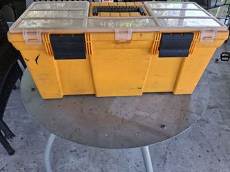 Large Yellow Plastic Toolbox with Organizer Tray