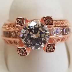 Plated Sterling Silver And Cz Ring.