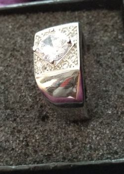 Sterling Silver, 2CT White CZ*MENS