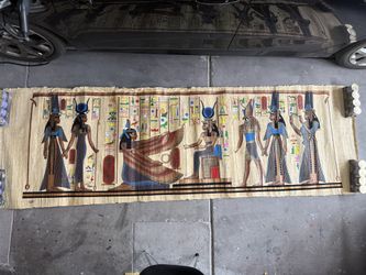 Massive Hand Painted Egyptian Papyrus Art - Almost 10ft Long