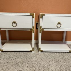 2 White And Gold Nightstands 