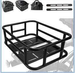 Bike Basket Rear, Bicycle Basket with Liner,Waterproof Cover,Cargo Net, Large Bike Back Baskets, Heavy Duty Rear Bicycle Baskets for Most Bikes and E-