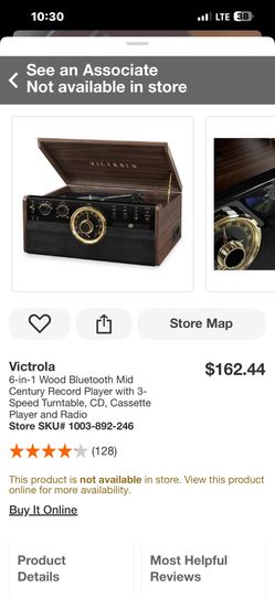 Victrola 6-in-1 Wood Bluetooth Mid Century Record Player with 3-Speed Turntable, CD, Cassette Player and Radio Store