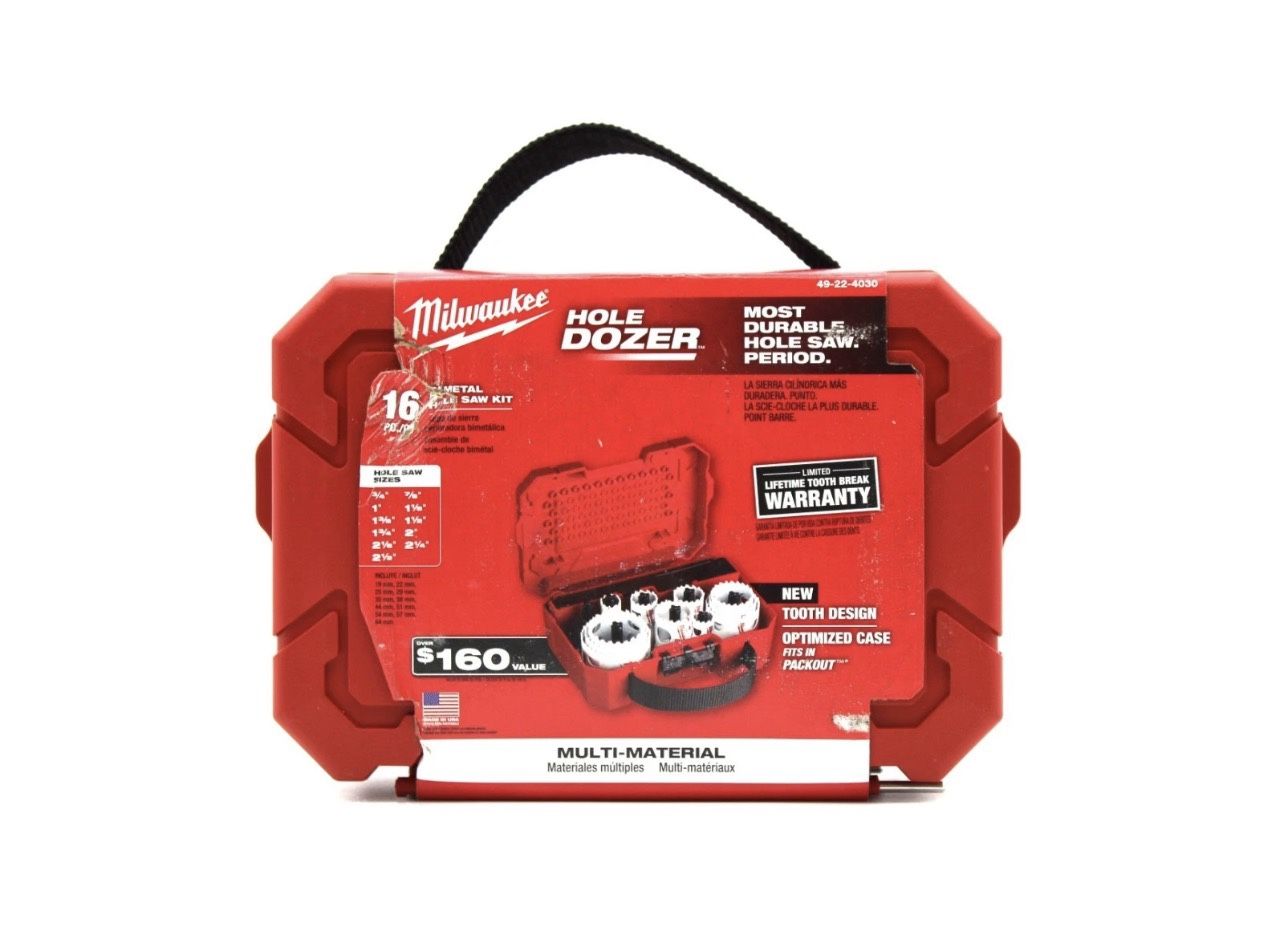 NEW Milwaukee 49-22-4030 Hole Dozer 16 PC Bi-Metal Hole Saw Kit 3/4" to 2-1/2"
