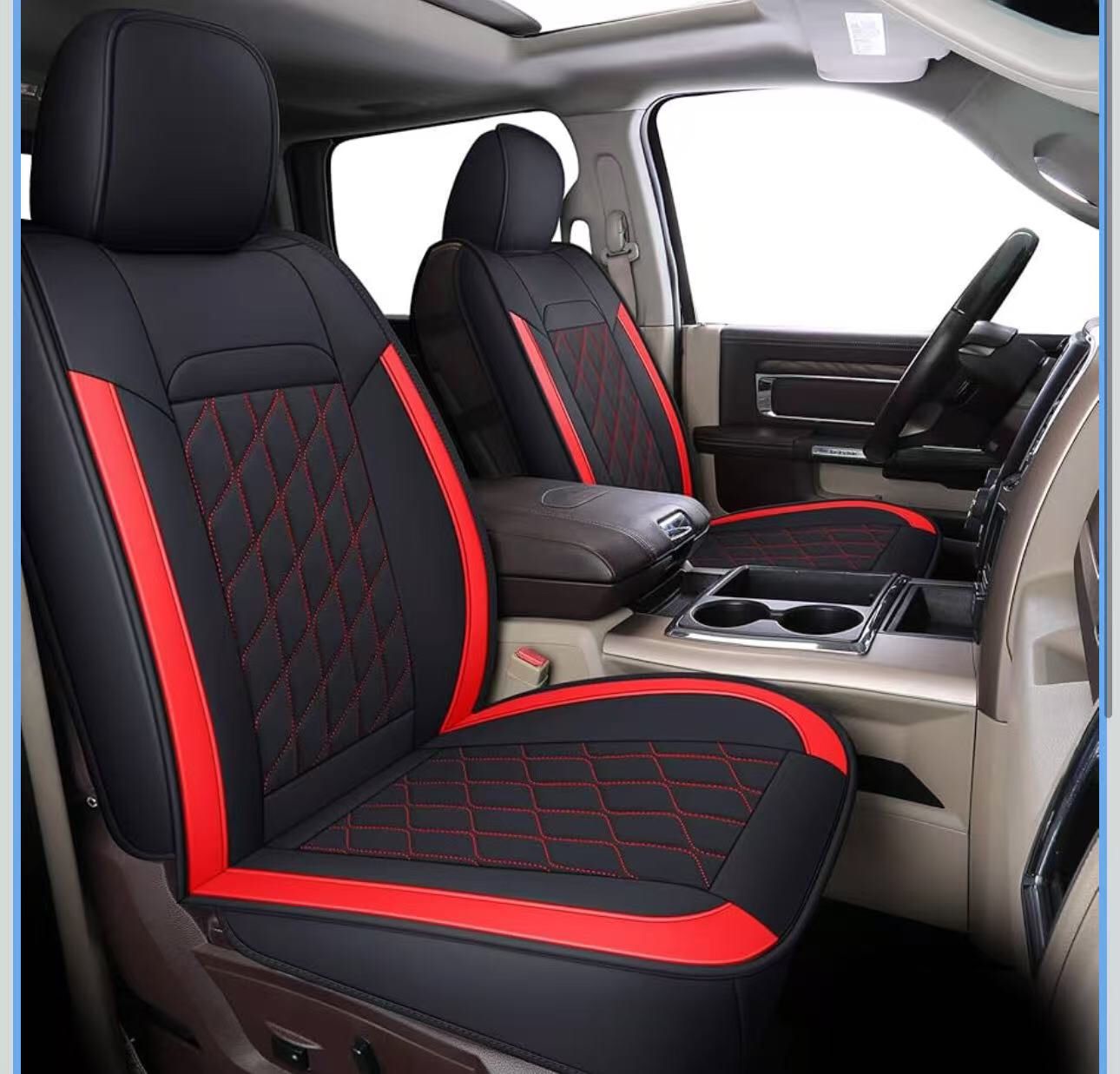 INCH EMPIRE Seat Cover Full Set Fit for RAM 1 3-2021 with Curved Back Bench Synthetic Leather Water-Proof 2012, 2013, 2014, 2015, 2016
