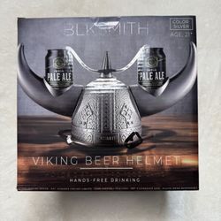 Viking Beer Drinking Helmet Silver Holds Two Standard 12 Oz Cans