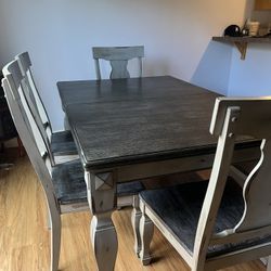 Modern Farmhouse Dining Set – Cozy Styled w/ Bench + 4 Chairs