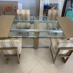 Vladimir Kagan Mid century Modern 1960’s Cuban Walnut Extension Table And Chairs.