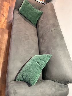 2 pc  upholstered charcoal grey microfiber fabric