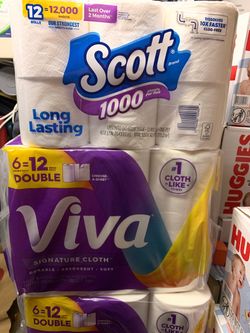 Scott toilet paper & viva paper towels ($10 each pack)