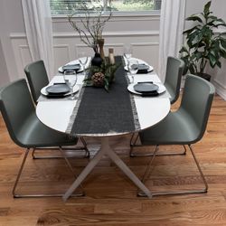IKEA Dining Set – 6 Chairs + Oval Table – $350