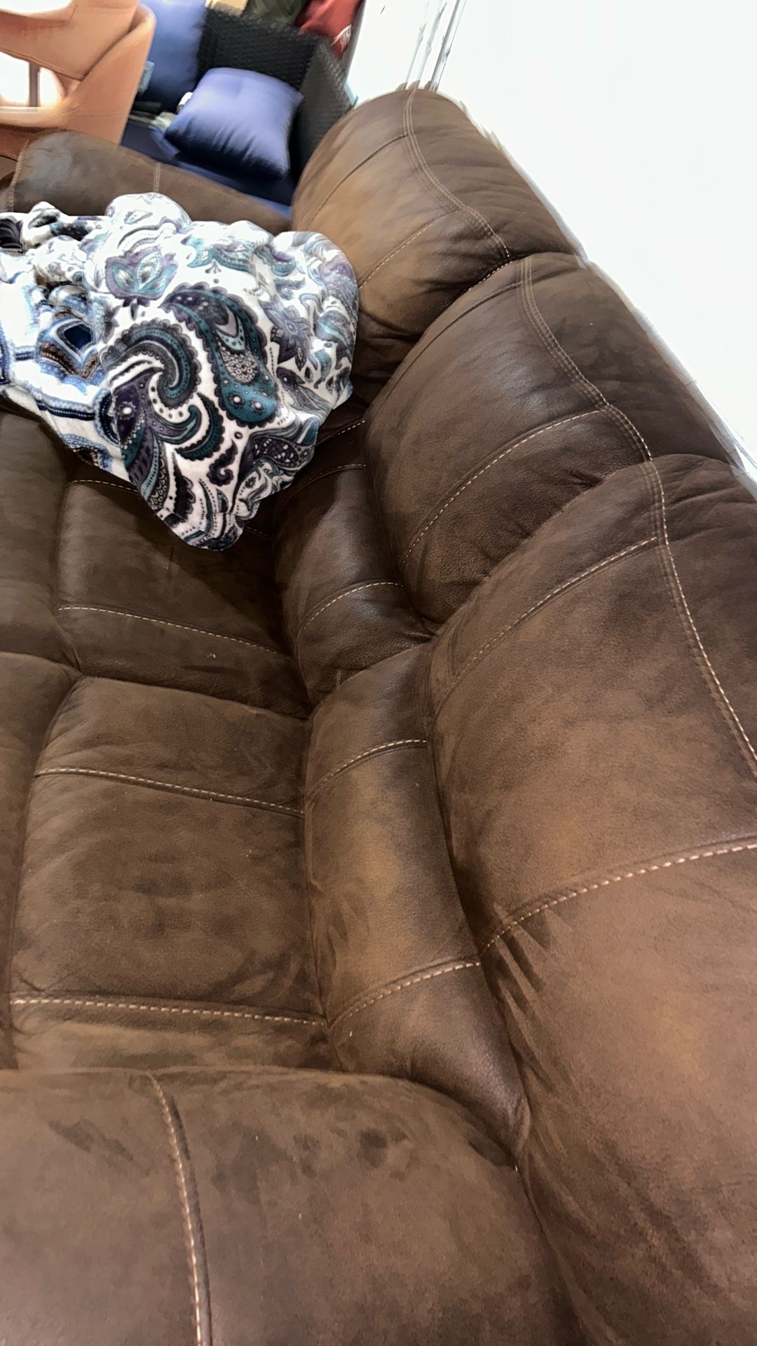 Real Leather 3 Seat Extendable Couch