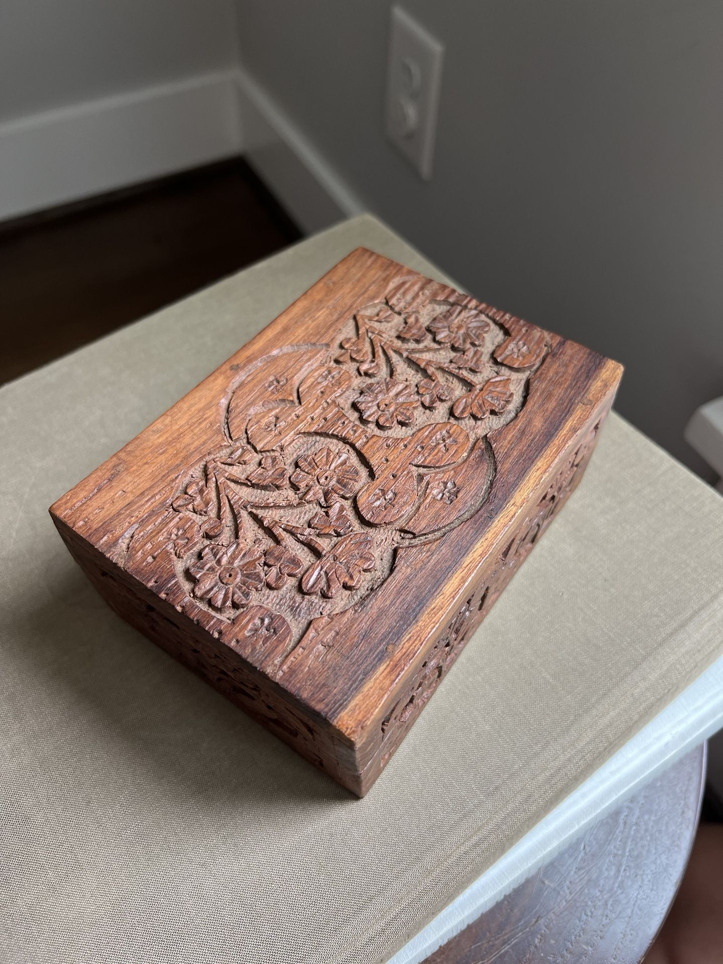 Small Teak Wood Trinket Box ( L5 1/2” W4” H2 1/2” ) firm on price