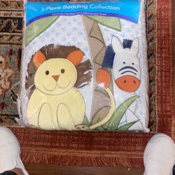 3 Piece Crib Bedding Collection Safari Friends 