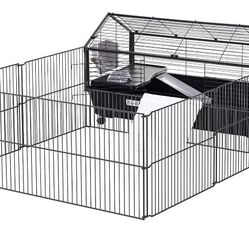 Metal Cage For Small Animal With Play Pen