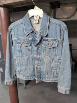 Kids medium jean jacket with Harley-Davidson patch on the back $5