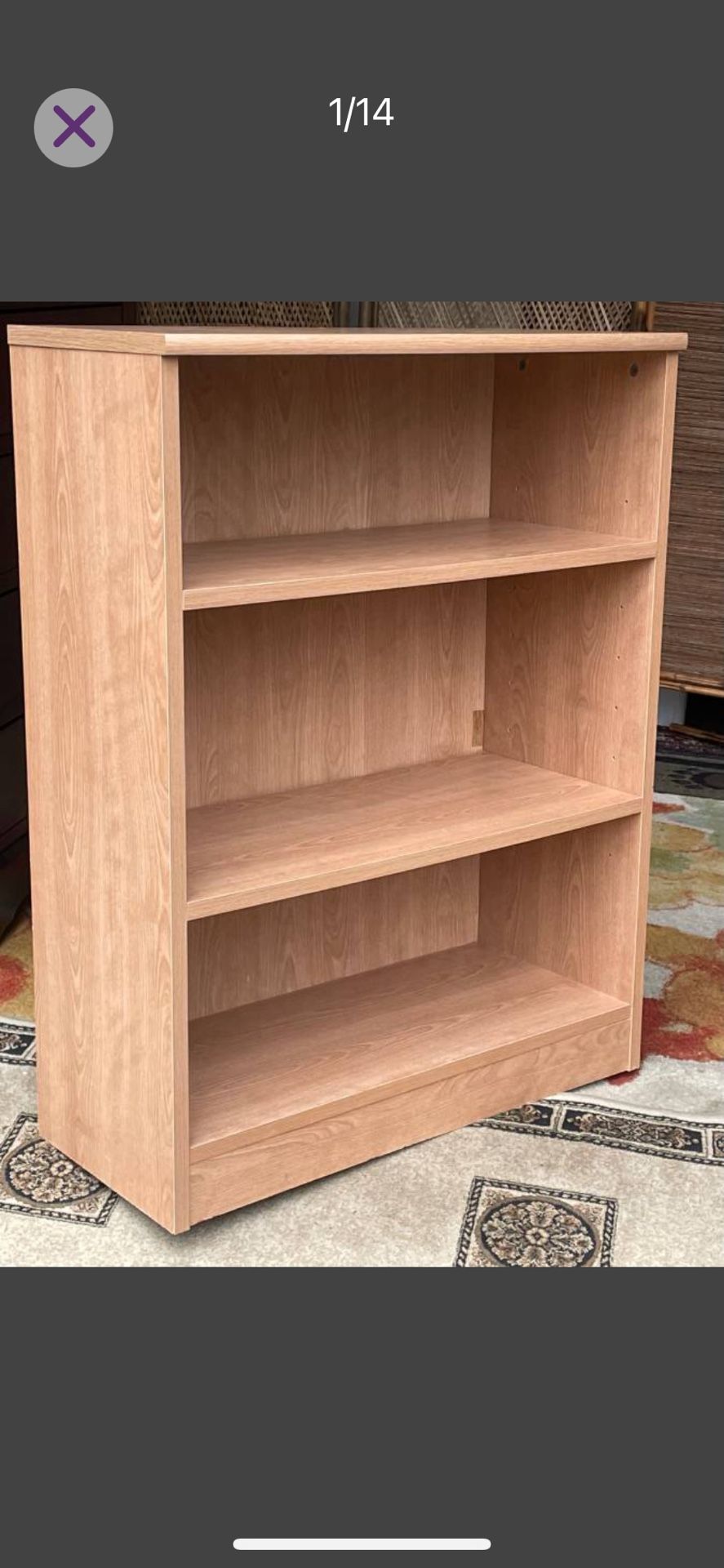 Light Brown Shelf with adjustable shelves - 37H x 28W x 13D 