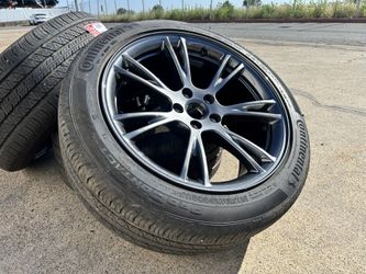 FREE INSTALL 4x OEM 2025 Tesla Model Y Wheel Gemini Charcoal Rim CONTINENTAL TIRE APPROX 90% 255-45-19