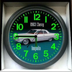 Impala Glow in the Dark Wall Clock 1963 Chevy Impala Garage Shop Wall Clock NEW!