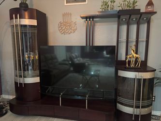 Large Dark Wood Entertainment Center Wall Unit