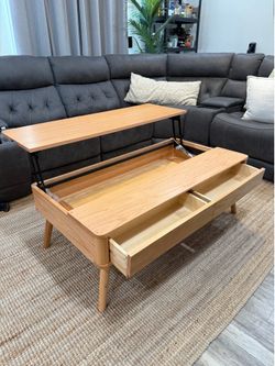 Solid Oak Wood Lift Top Coffee Table