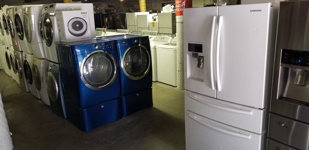Blow Out Sale Warehouse Full Of Nice Like Brand New Washer Dryer Fridge Stove Oven Stackable Free Warranty 44for Financing 90day TO Pay