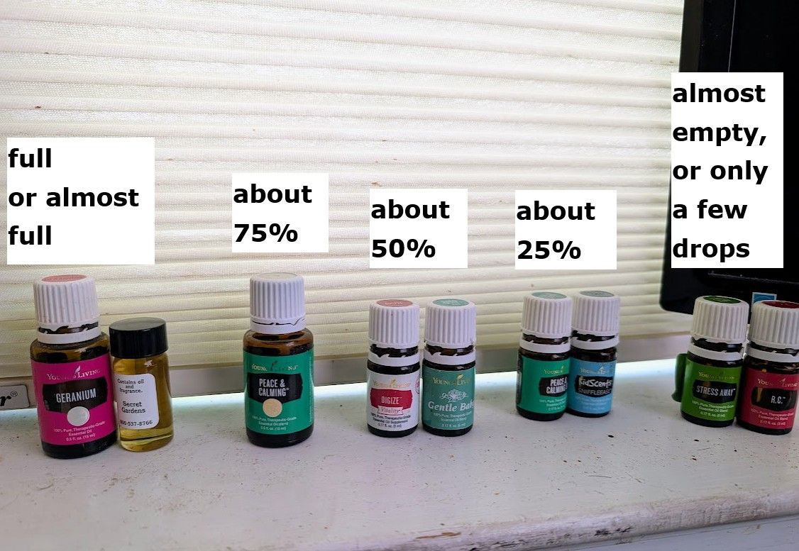 Essential Oils Collection - varying amounts- geranium, garden, peace, calming, stress away etc