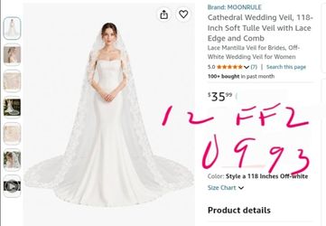 Cathedral Wedding Veil, 118-Inch Soft Tulle Veil with Lace Edge and Comb BRAND NEW