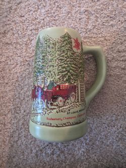 Budweiser Clydesdales Ceramic Beer Stein Mug Breweriana Theme 16.5" tall