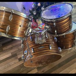  1960's Pearl Drum Set.  Tiger's Eye  Finsh