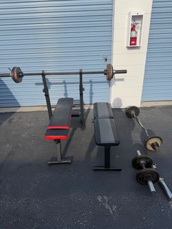 Weight Bench Set with Barbell and Weights