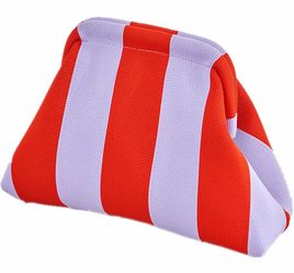 Woven Clutch Purses for Woman, Summer Beach Purse for Vacation, Woven Striped Dumpling Bag, Crochet Evening Handbag
