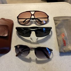 3x Vintage Sunglasses: Carrera, Fossil & Duco + 2x Cases